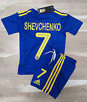 Форма футбольная детская Украина Shevchenko 7 желтая для малышей 3-6 лет. Синий