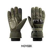 Тактические зимние перчатки полнопалые с флисом Олива Размер XL