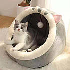 Будиночок юрта лежанка велика для кішок із внутрішньою подушкою Сірий (M — 37*34*33 см), фото 6