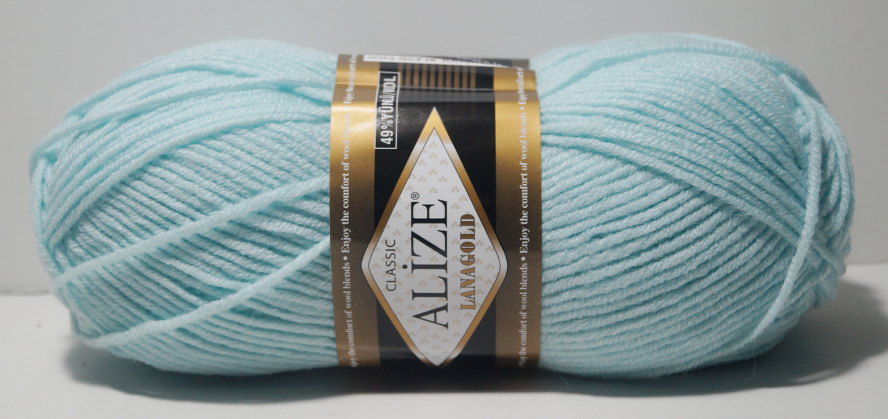 Нитки пряжа для в'язання напіввовна Lana Gold Лана Голд № 522 - м'ята