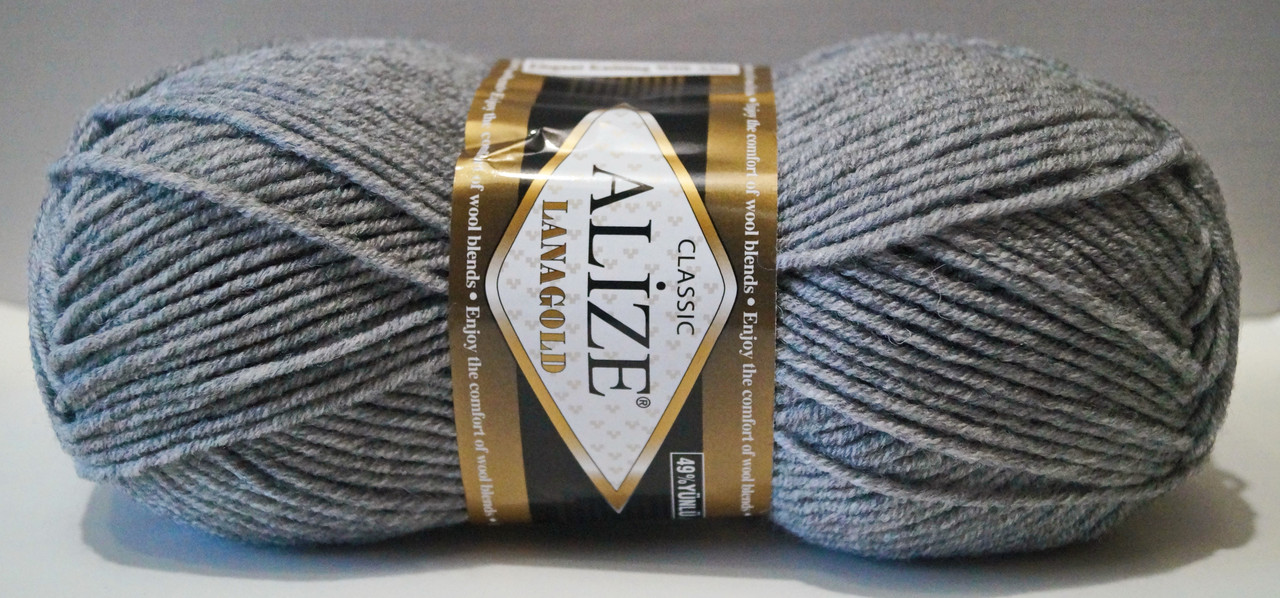 Нитки пряжа для в'язання напіввовна Lana Gold Лана Голд No 21 — сірий меланж