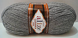 Нитки пряжа для в'язання напіввовна LANA GOLD FINE Лана Голд Файн № 21 - сірий меланж