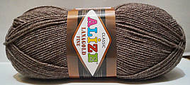 Нитки пряжа для в'язання напіввовна LANA GOLD FINE Лана Голд Файн № 240 - коричневий меланж