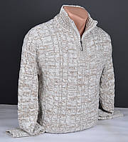 Мужской теплый свитер с воротником на молнии бежевый Турция 7210