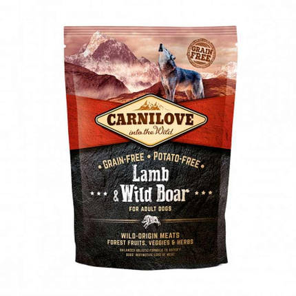 Carnilove Adult Lamb and Wild Boar 1,5 kg (д/дорослих собак з ягнятком та диким кабаном), фото 1