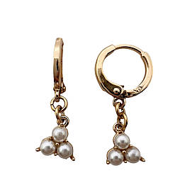 Сережки з перлинами ксюпінг. 23х3 мм. 18 к