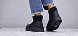 Дутики короткі жіночі на платформі чорні зимові модні чоботи Дутики короткие женские на платформе черные модные (Код: 3324СБ), фото 6
