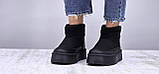 Дутики короткі жіночі на платформі чорні зимові модні чоботи Дутики короткие женские на платформе черные модные (Код: 3324СБ), фото 4