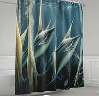 Штора для ванной с 3D принтом загадочные морские рыбы _02