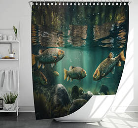 Штора для ванної з 3D принтом загадкові тихоокеанські риби_14 150х200 см.