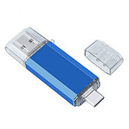 64GB USB 3.1 + Type-C флеш накопичувач OTG, 135мб читання / 78мб запис, двостороння флешка, синя, фото 4