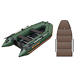 Човен «КОЛІБРІ» КM-330D + Пайол Фанерний зі стрингерами Хакі, фото 2