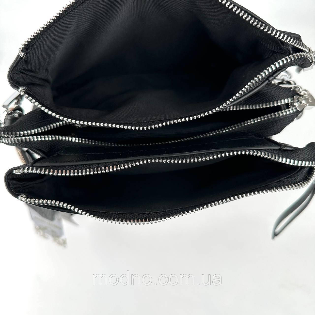 Женская кожаная сумка на и через плечо на три отделения с двумя ремешками Polina & Eiterou - фото 10 - id-p1116626254