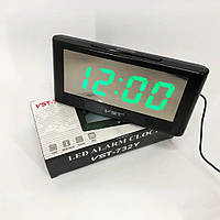 Электронные часы VST-732Y настольные часы с будильником и термометром, зелёная подсветка