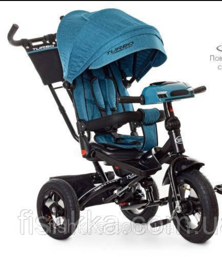 Дитячий триколісний велосипед Turbo trike М 5448HA-21Т,кол.гума (12/10), музика, світло, смарагд