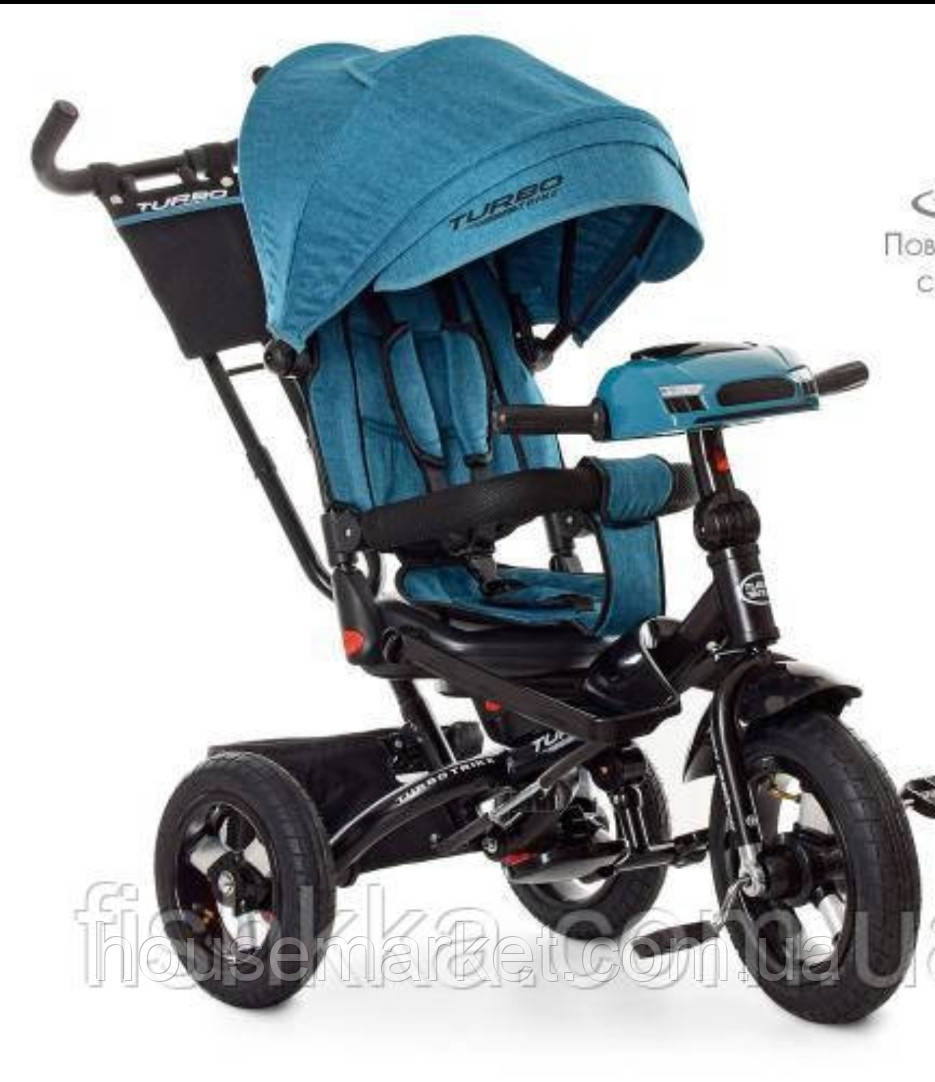 Дитячий триколісний велосипед Turbo trike М 5448HA-21Т,кол.гума (12/10), музика, світло, смарагд - фото 1 - id-p1357805599