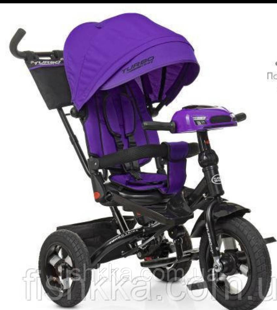 Дитячий триколісний велосипед Turbo trike М 5448HA-8,кол.гума (12/10), музика, світло, фіолетовий
