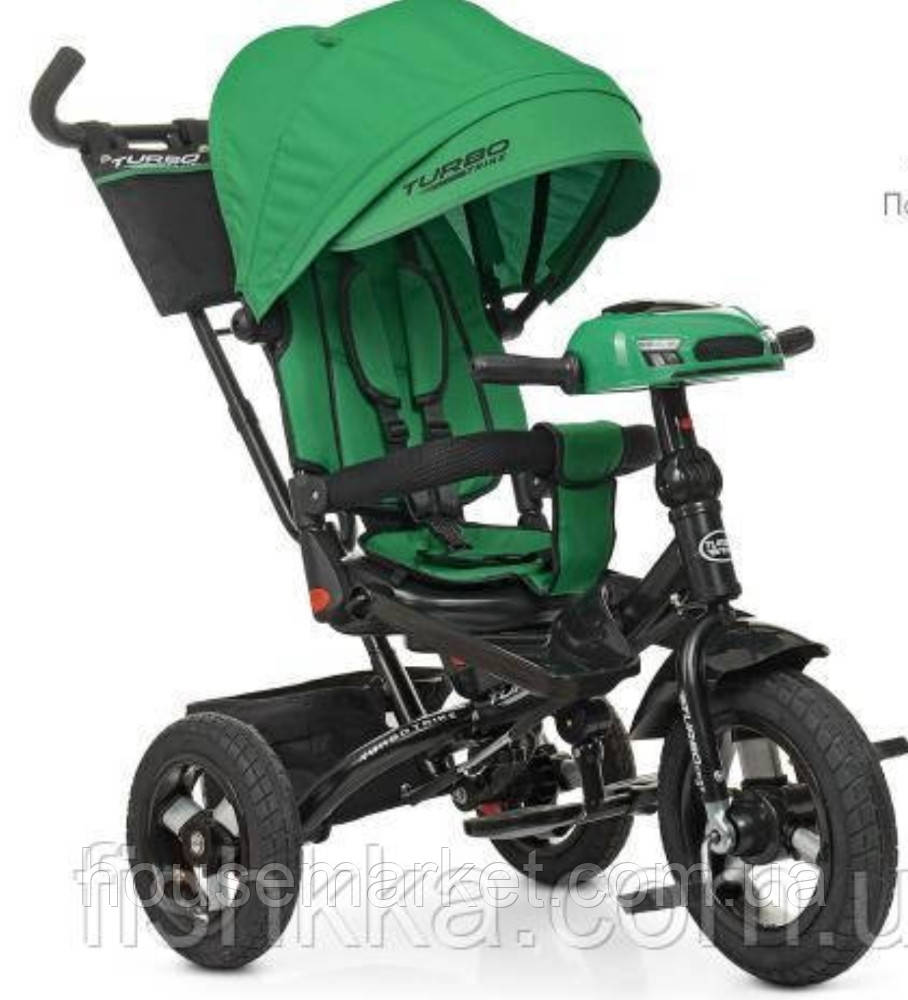 Дитячий триколісний велосипед Turbo trike М 5448HA-4,кол.гума (12/10), музика, світло, зелений