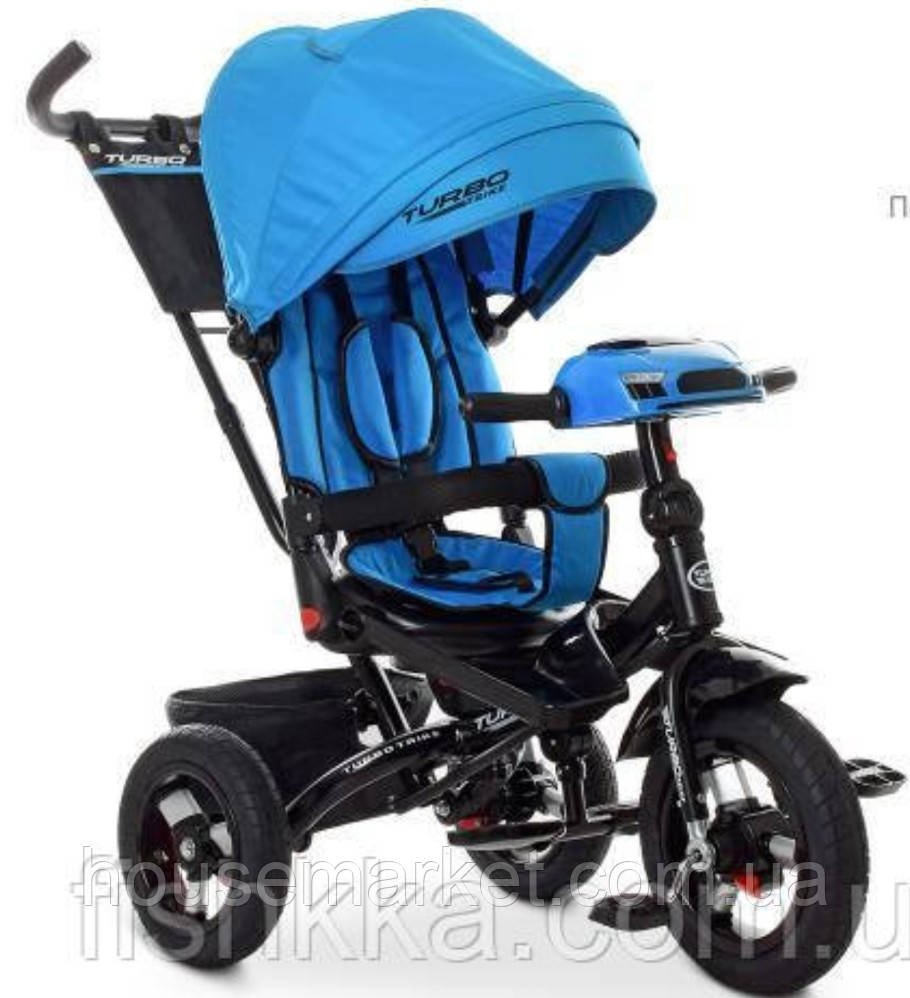 Дитячий триколісний велосипед Turbo trike М 5448HA-5,кол.гума (12/10), музика, світло, блакитний - фото 1 - id-p1357842248