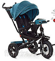 Дитячий триколісний велосипед Turbo trike M 4060HA-11L,кол.гума (12/10), USB/BT,світ, пульт, темно-синій льон