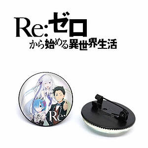 Значок Re:Zero "Емілія, Рем та Субару" / Переродження: Життя з нуля в іншому світі