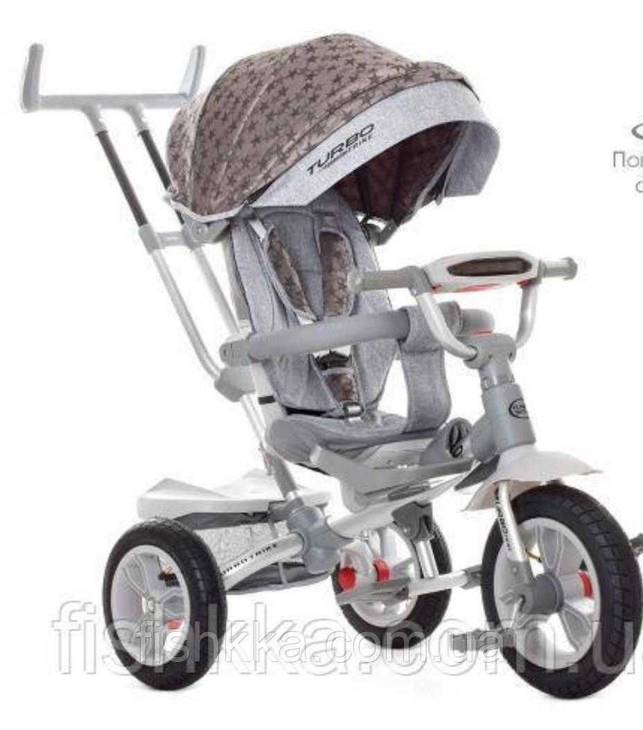 Дитячий триколісний велосипед Turbo trike M 4058HA-23S,кол.гума (12/10) поворот,світло, кермо, зірки