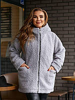 Женская теплая зимняя куртка мех овчина