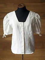 Белая винтажная блузка блузка дирндль женская Hess Frackmann, размер S