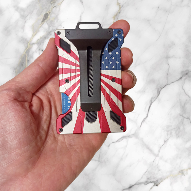 Картхолдер металевий з RFID-захистом Прапор Америки Картхолдер металевий з RFID-захистом Прапор Америки