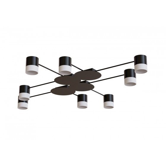 Світильник на 8 ламп GX53 MSK чорний з білою вставкою