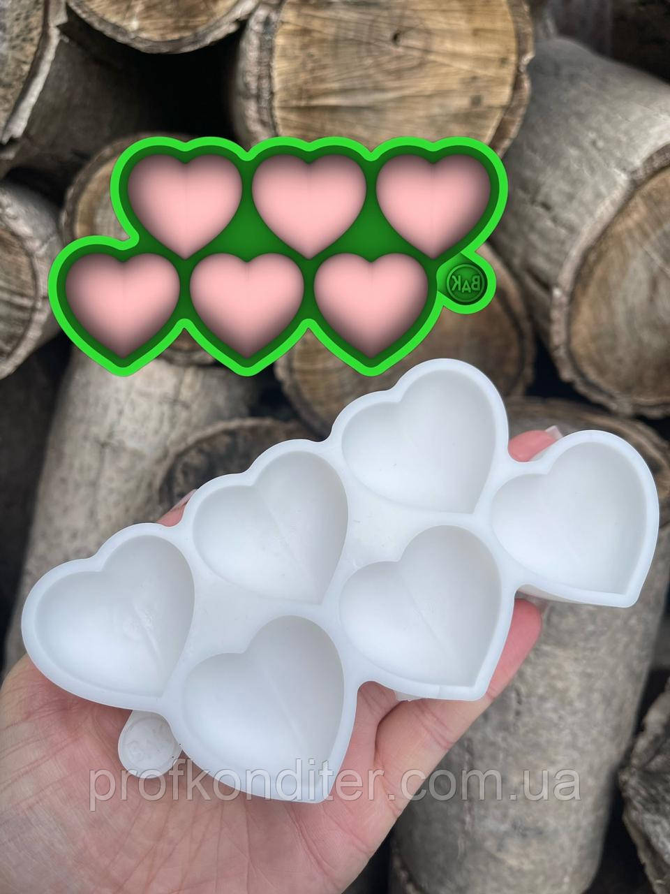 Ексклюзив! Силіконовий молд для шоколаду та ін "Сердечки для цукерок №2 (з ложбинкою)", фото 1