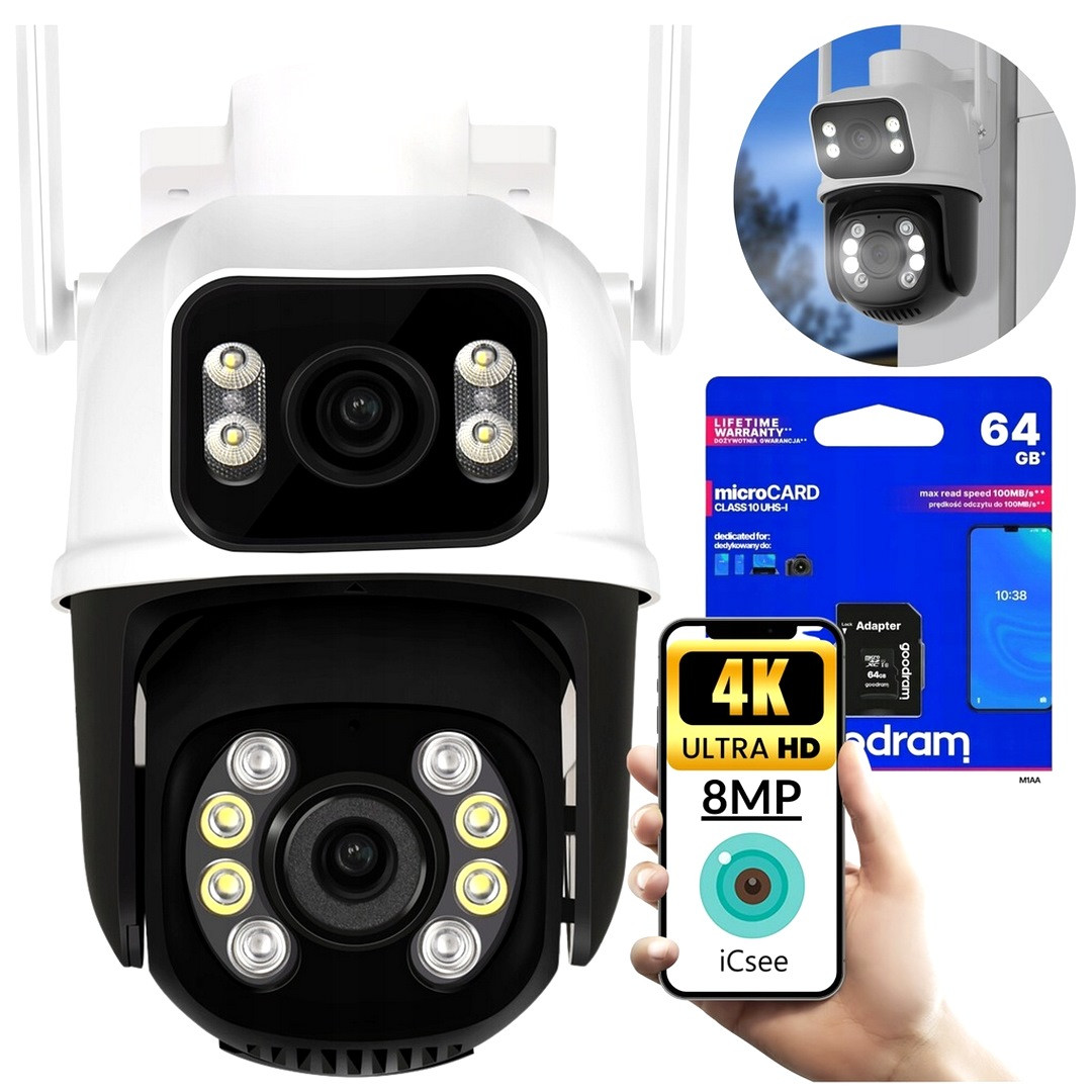 Бездротові вуличні камери спостереження (8MP), відеокамери для дачі, Зовнішня камера відеоспостереження, IOL
