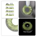 Зелені з кантом контактні лінзи для очей, чудове перекриття свого кольору + Контейнер для зберігання, фото 4