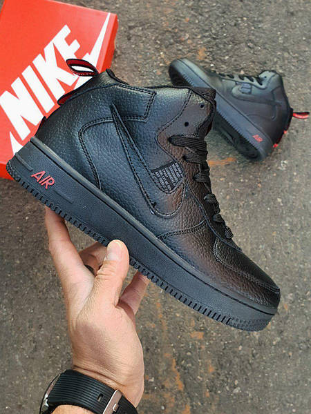 Nike Air Force Black Red Winter Fur 12358