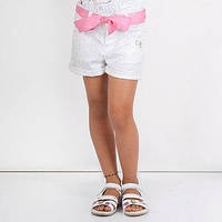 Модные детские шорты для девочки с ярким поясом BRUMS Италия 141BGBL001 Белый