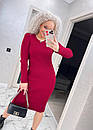 Стильна базова вёязана сукня міді рубчик "Лоліта" Модна повсякденна тепла сукня. Сукня для офісу, фото 3