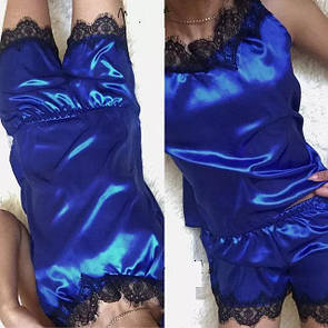 Гарна жіноча домашня піжама з мереживом шорти та майка "Simona" Модна молодіжна піжама. Легка жіноча піжама