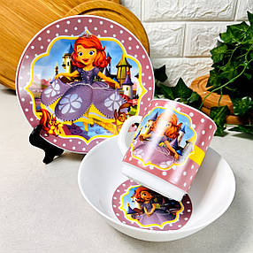 Дитячий посуд 3 предмети з мульт-героями Принцеса Софія, фото 2