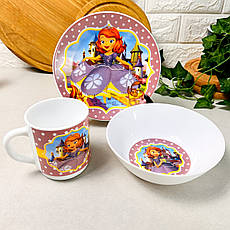 Дитячий посуд 3 предмети з мульт-героями Принцеса Софія, фото 2