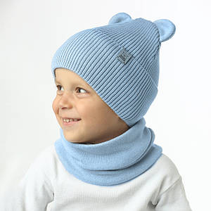 Синя Шапка з вушками кота ведмедики для хлопчиків, Дитячі шапочки без зав'язок розмір на 2 3 4 роки 5 років