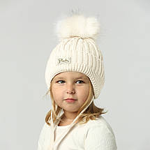 Шапки дитячі красиві теплі для дівчинки на 1 рік, Дитячі шапочки на зиму на 2 роки топлене молоко, фото 3