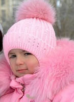 Зимняя шапка для девочки Снежинка 52 см, Розовый