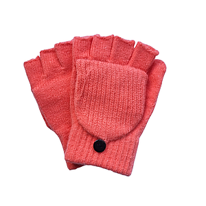 Рукавички-мітенки Рукавички мітенки дитячі на 8 9 10 років, Безпалі рукавички з кишенькою рукавичкою Кораловий