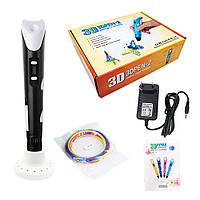 3D ручка c LCD дисплеєм, трафаретами і  пластиком для 3Д малювання 3D pen-2 Чорна
