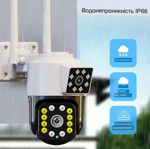 Двойная Камера Видеонаблюдения Уличная Wi-Fi Видеокамера Беспроводная ...