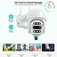 Камера поворотная видеонаблюдения 4к 5мп WI-FI наружная уличная 8X ЗУМ ICSEE, Уличная видеокамера