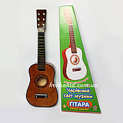 Дитяча дерев'яна Гітара на 6 струн Розмір 52 см запасна струна медіатор