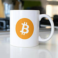 Подарочная прикольная кружка с принтом "Bitcoin" 330 мл Белая r_199