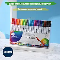 Профессиональный набор маркеров-лайнеров и маркеров-кистей с мягкой головкой на водной основе 48 шт.