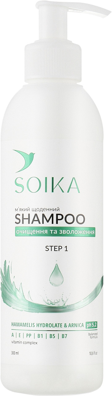 Шампунь для волосся щоденний м'який "Очищення та зволоження" Soika Hair Care 300 мл, фото 1